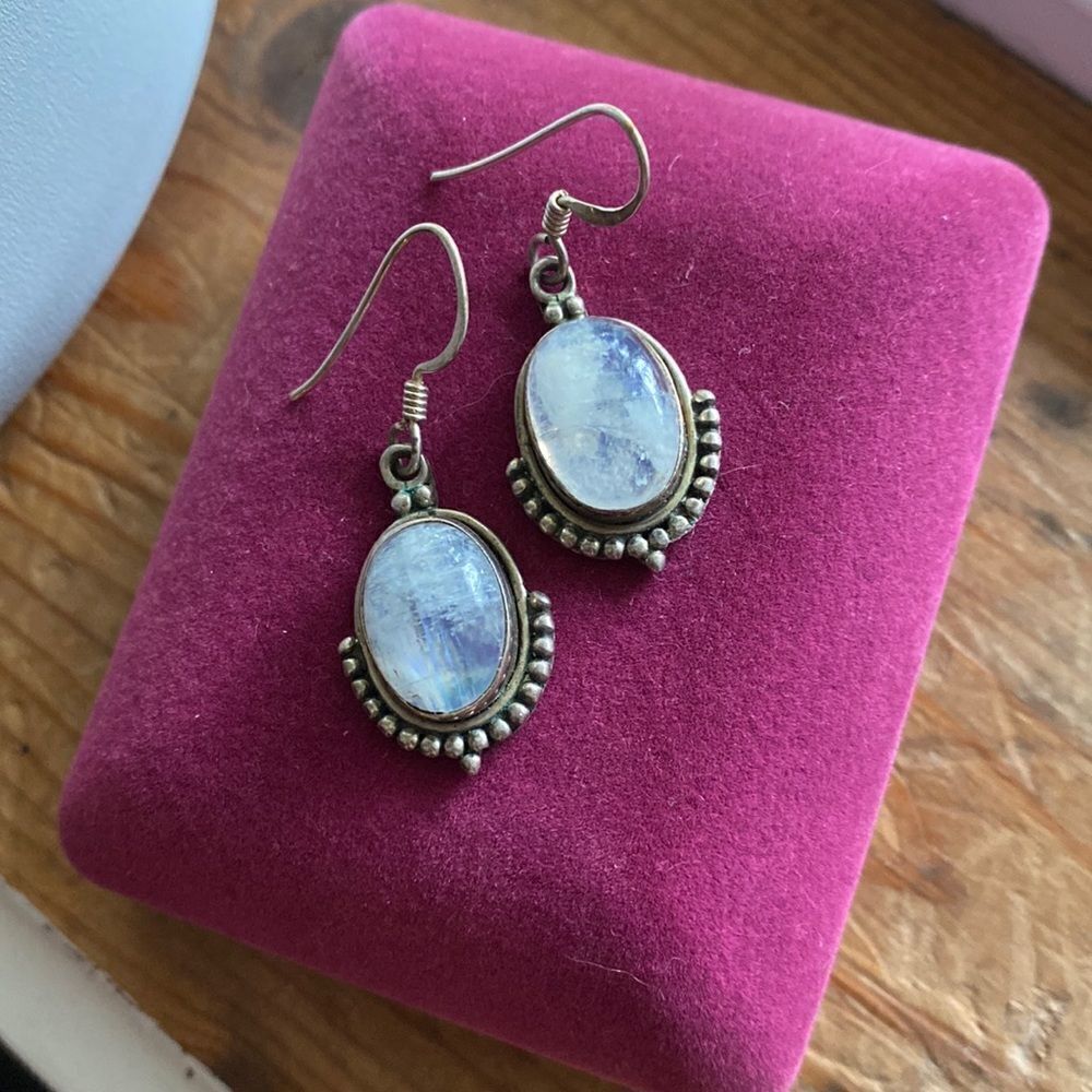 💛 925 Vintage Handmade Moonstone Earrings